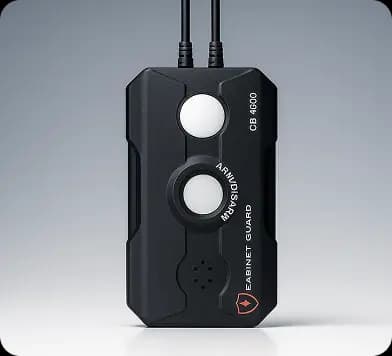 Operator-built cabinet security device with audible and visual alerts