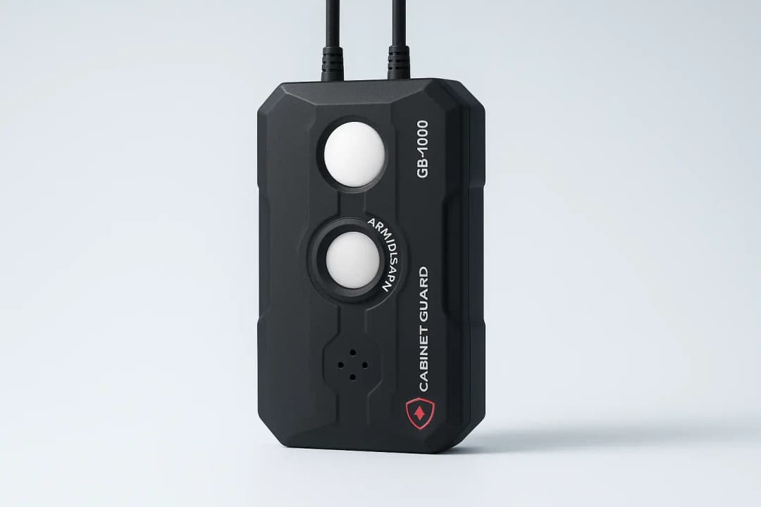 Operator-built cabinet security device with audible and visual alerts